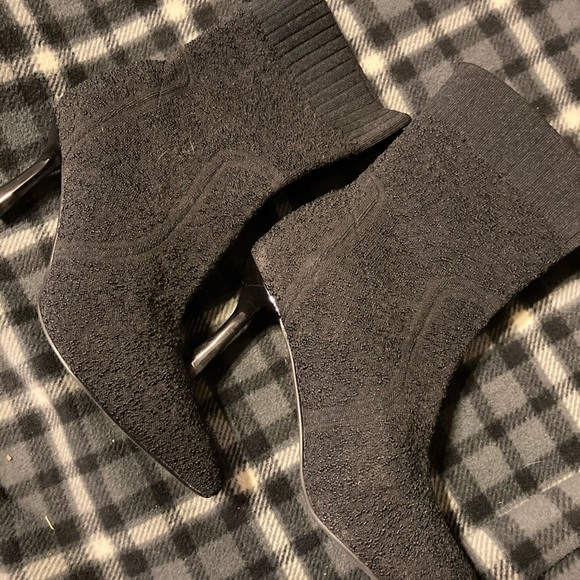 Black Stiletto Sock Boots. - Picture 2 of 5